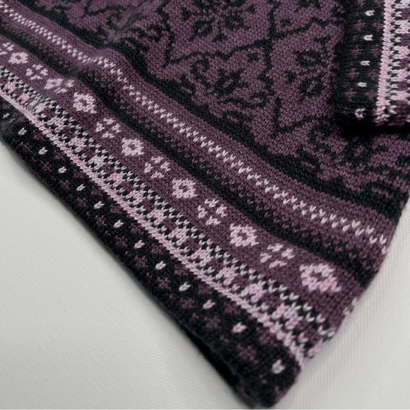 Fairisle Sweater Full Zip Cardigan Purple Wool Vintage Gorp Boho Winter Alpine - Picture 9 of 15